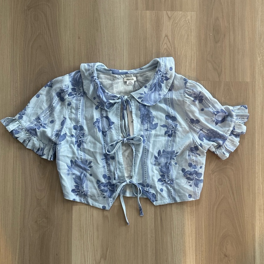 Kimchi Blue Floral Tie-Front Blouse - Picture 2 of 6